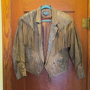 Vintage Fringed brown leather jacket